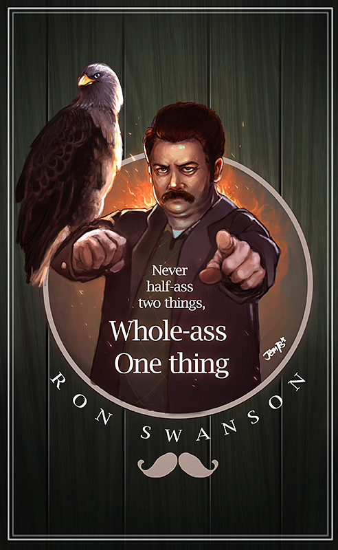 492x800 Ron Swanson By Yosilog - Ron Swanson Painting
