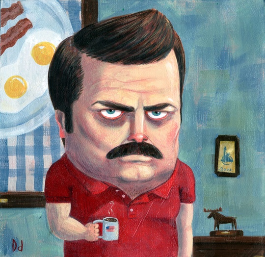 540x524 Ron Swanson Nerdgasm, Nerd. - Ron Swanson Painting