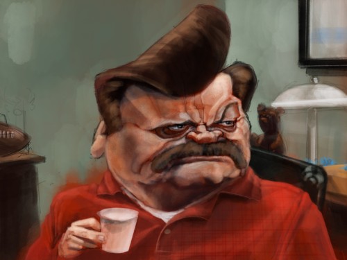 500x375 Ron Swanson Illustration Jedward - Ron Swanson Painting