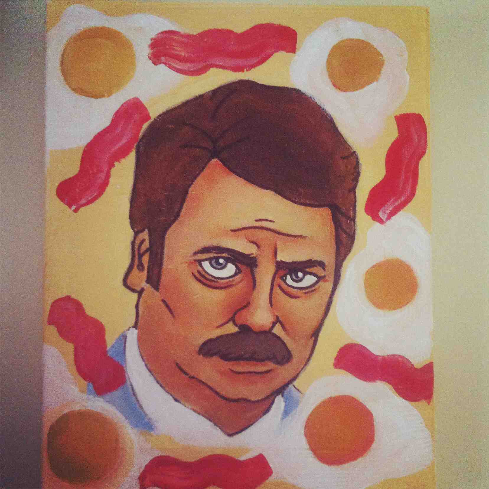 1656x1656 Painting Of Ron Swanson The Breakfast King Art - Ron Swanson Painting
