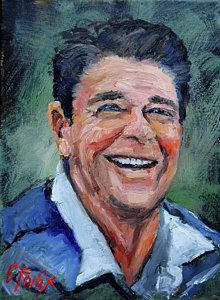 220x300 Ronald Reagan Painting By Carole Foret - Ronald Reagan Painting