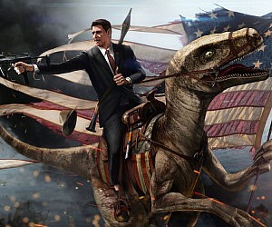 300x250 Ronald Reagan Velociraptor Painting - Ronald Reagan Painting