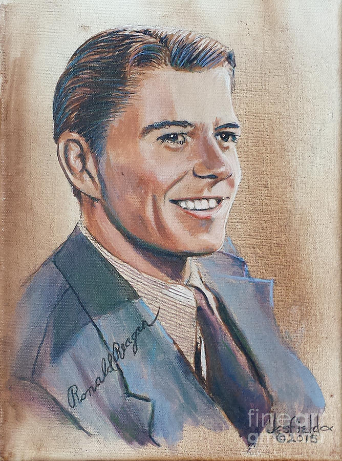668x900 Young Ronald Reagan Painting By Leroy Jesfield - Ronald Reagan Painting