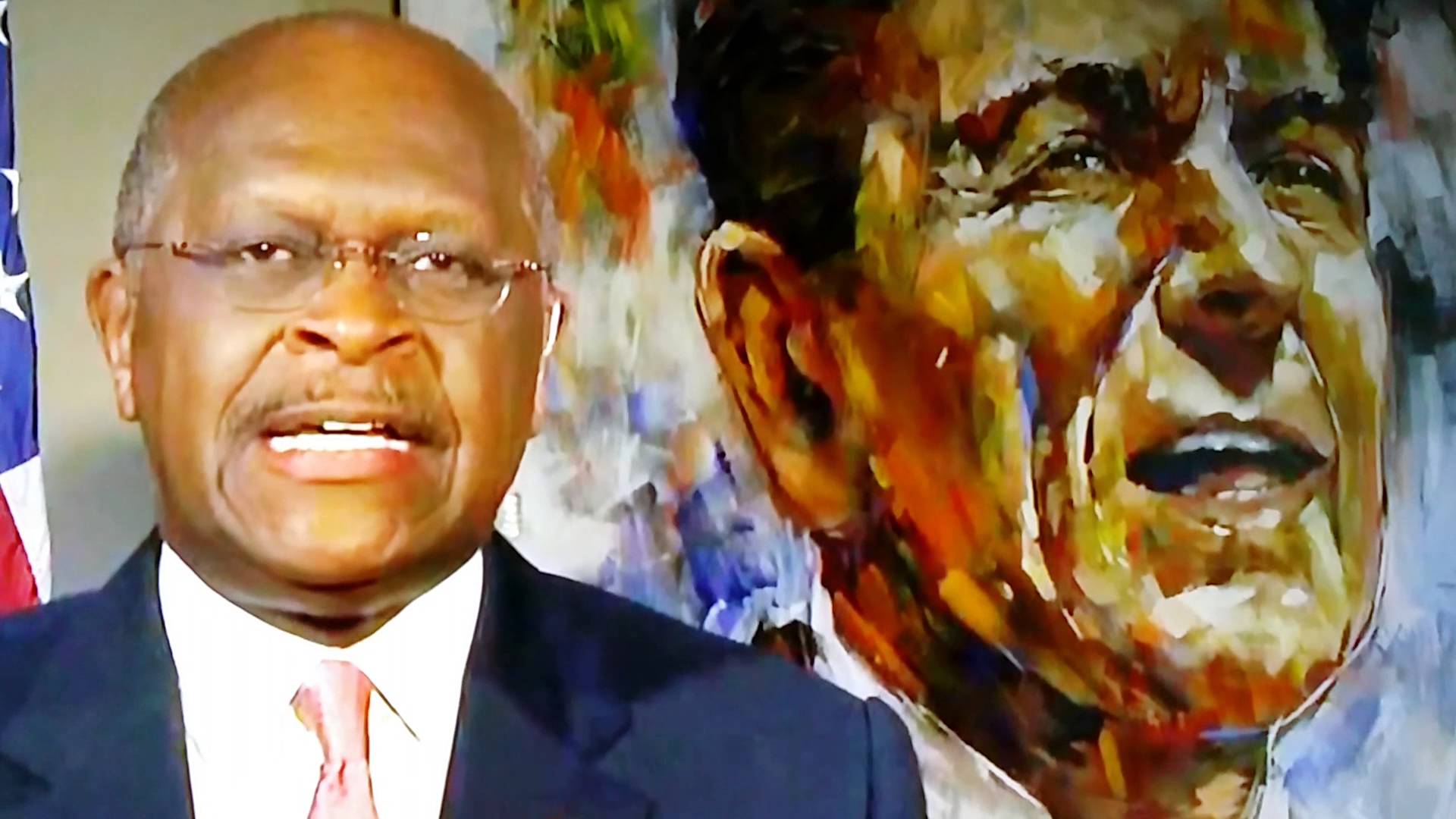 1920x1080 Herman Cain With Greta Van Susteren {Remember His 999} - Ronald Reagan Painting