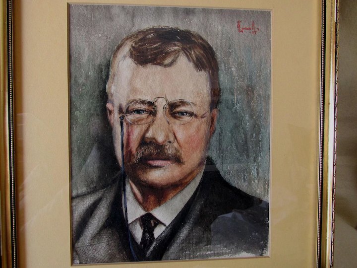 720x540 Original Watercolor Painting Of President Theodore Roosevelt - Roosevelt Painting