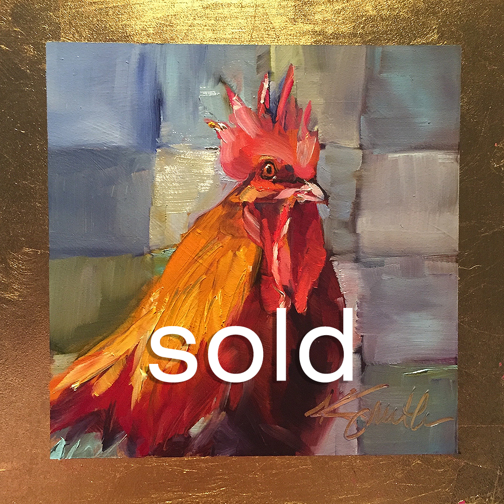 1000x1000 Lucky Is An Original Daily Oil Painting Of A Rooster By Kim Smith - Rooster Oil Painting