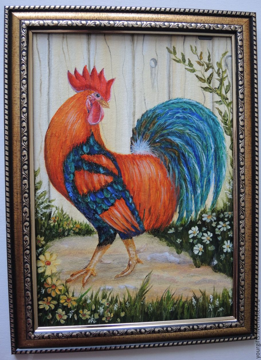 911x1255 Oil Painting Rooster Shop Online On Livemaster With Shipping - Rooster Oil Painting