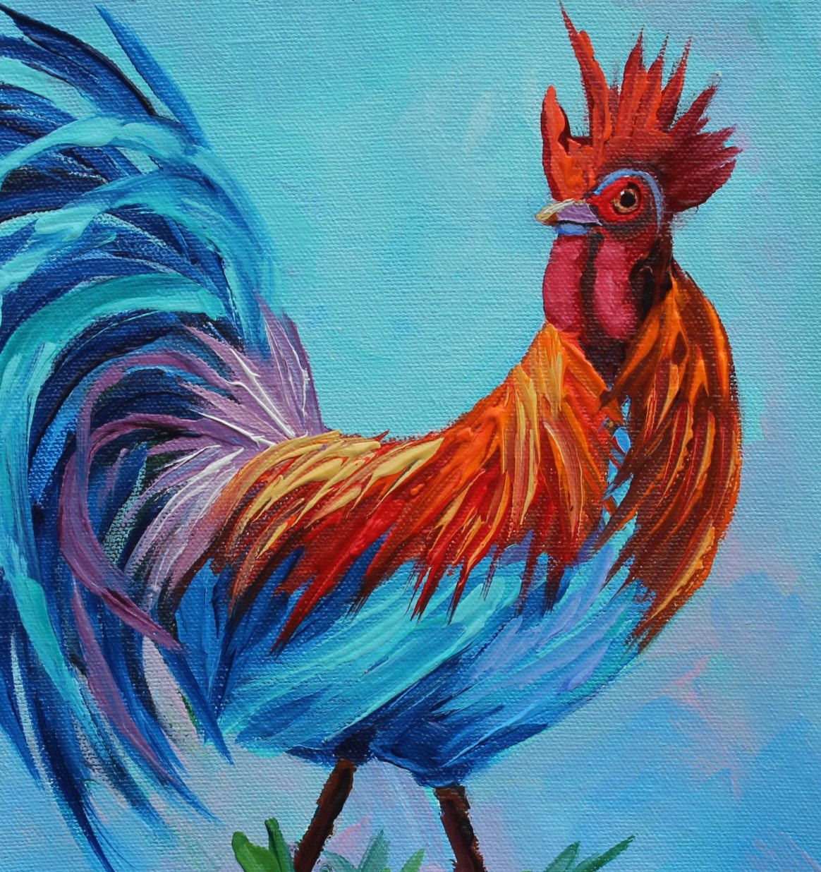 1164x1236 Art, Oil Painting, Rooster, Original Oil Painting, Ooak Country - Rooster Oil Painting