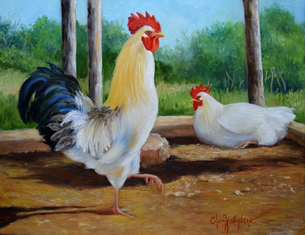 1000x772 Zoom Rooster Oil Painting Large Country Animal And Annieericson - Rooster Oil Painting