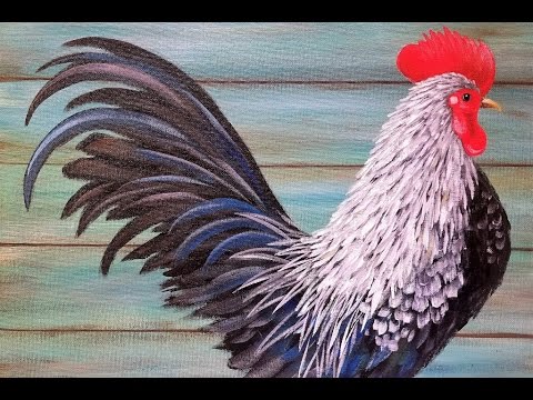 480x360 Rooster Acrylic Painting Tutorial Live Step By Step Beginner - Rooster Painting