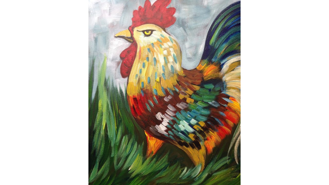 1280x720 Easy Rooster Painting Acrylic Tutorial The Art Sherpa - Rooster Painting