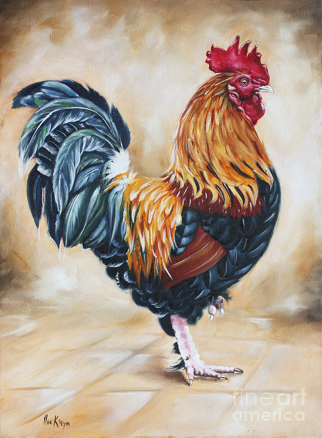 662x900 Garden Center's Rooster Painting By Ilse Kleyn - Rooster Painting