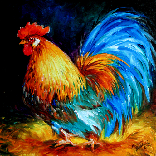 500x500 Painting Roo Rooster Proud (Original Art By Marcia Baldwin) - Rooster Painting Images