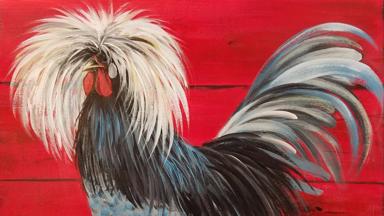 1280x720 Rooster Acrylic Painting Tutorial For Beginners Live Step By Step - Rooster Painting Images