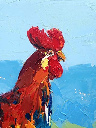 375x500 Rooster Art Print Of Original Oil Painting, Canvas Art - Rooster Painting Images