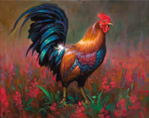 605x482 The Rooster By Mark Keathley Infinity Fine Art - Rooster Painting Images