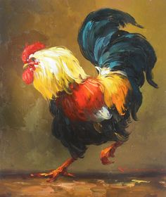 236x280 Love These Juicy Brushstrokes And Texture In This Daily - Rooster Painting Images