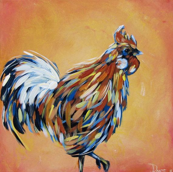 570x564 Best !chicken Gifts Group ! Images - Rooster Painting On Canvas