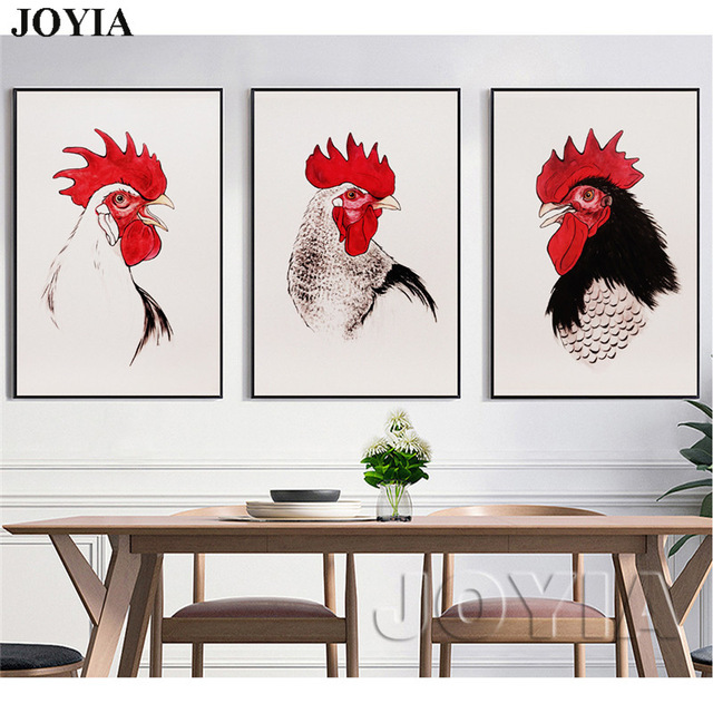 640x640 Modern Home Decor Wall Pictures Rooster Painting Red Comb Cock Art - Rooster Painting On Canvas