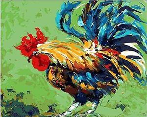 300x239 Rooster Cock Pattern Painting On Canvas 16x20 Diy Acrylic Paint - Rooster Painting On Canvas