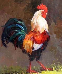 252x300 Art Oil Painting Animal Poultry Cock Rooster Chanticleer - Rooster Painting On Canvas