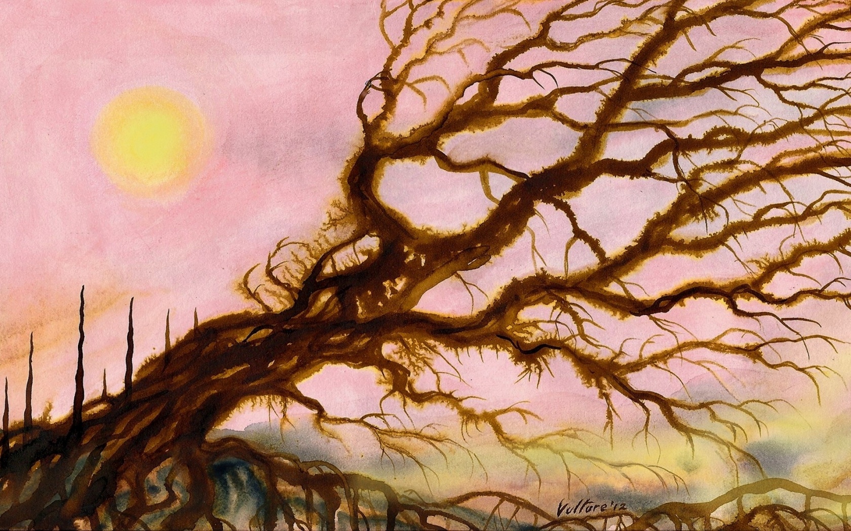 1680x1050 1680x1050 Roots Sun Amp Branches Painting Desktop Pc And Mac Wallpaper - Roots Painting