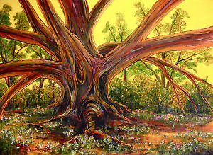300x219 Tree Of Life' Limited Signed Print Painting Landscape Flower Face - Roots Painting