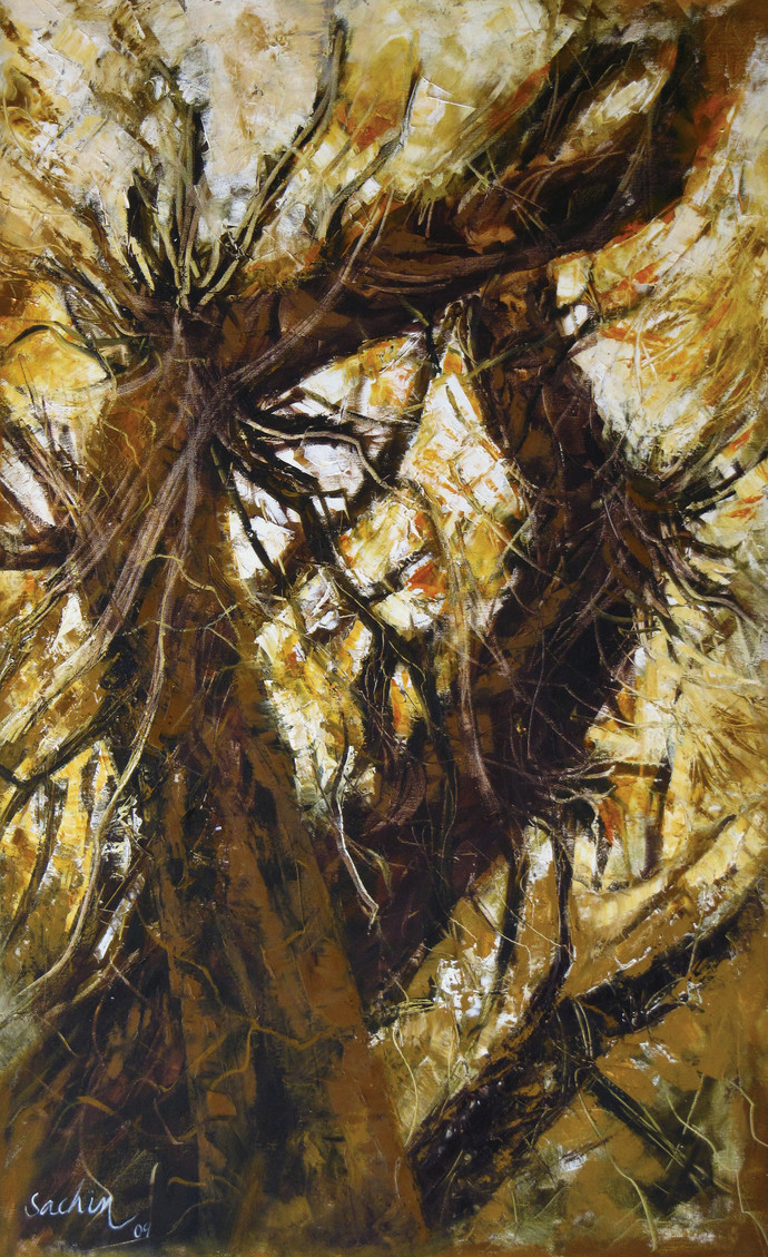 690x1129 Roots By Artist Sachin Upadhye Abstract, Painting Mojarto 238915 - Roots Painting