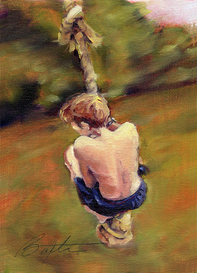 649x900 Rope Swing Painting By Todd Baxter - Rope Painting