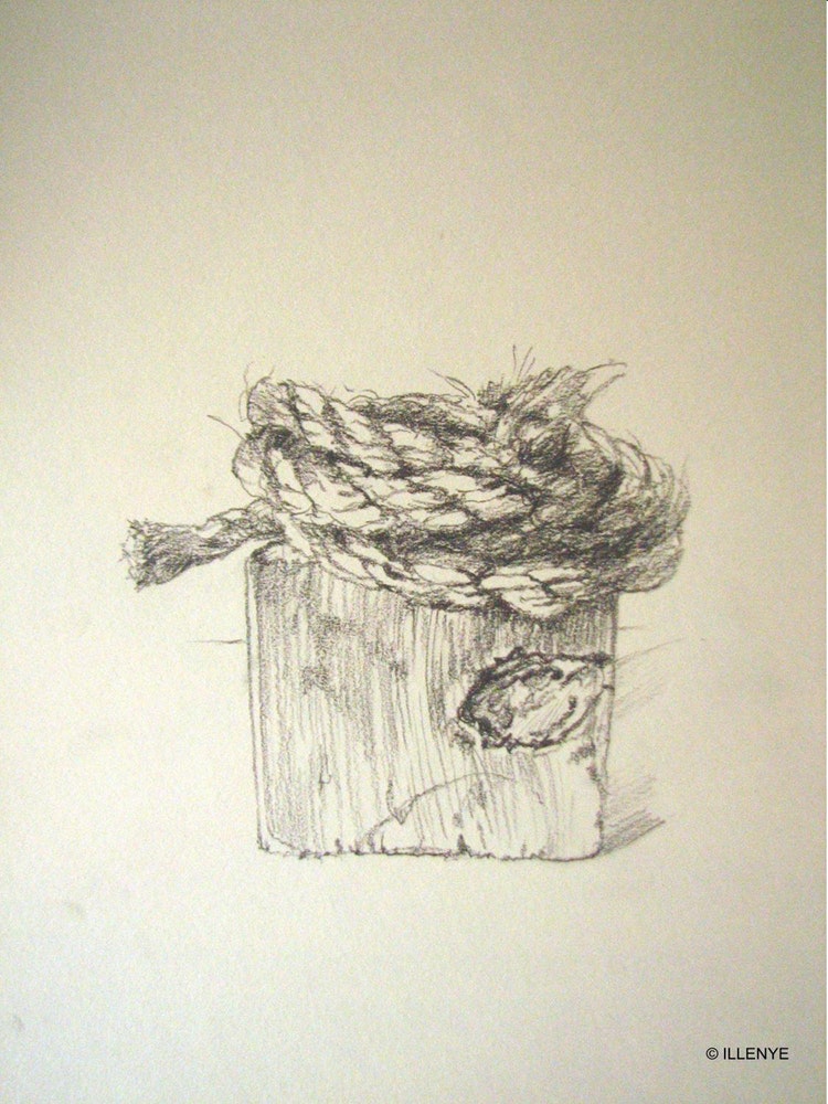 750x1000 Rope On Wood Block Study For Still Life Oil Painting No. 1 Spago - Rope Painting