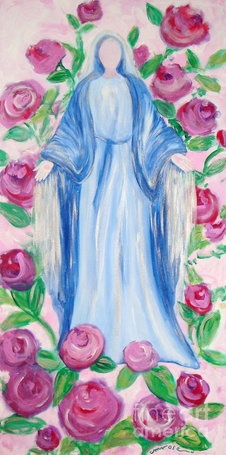 448x900 Mary In Her Rosary Painting By Michele Rose - Rosary Painting