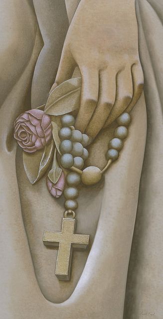 327x640 Rosary Statue Realism Oil Painting Commission By Camille Engel - Rosary Painting