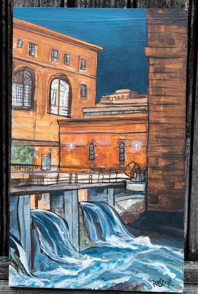 404x600 Lower Mill Falls Original Painting Roscoe Studio - Roscoe Painting