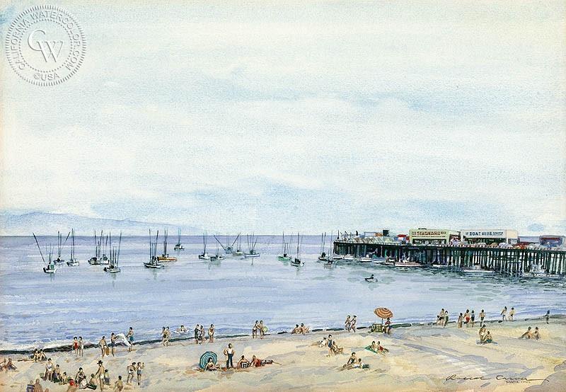 800x554 Santa Cruz, C. 1930'S, Art By Roscoe Carver California Watercolor - Roscoe Painting