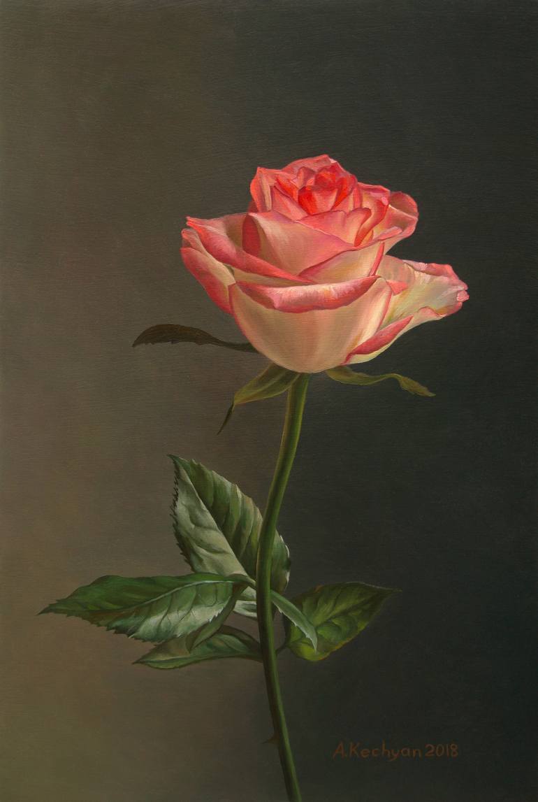 770x1147 Saatchi Art Rose Painting By Albert Kechyan - Rose Art Painting