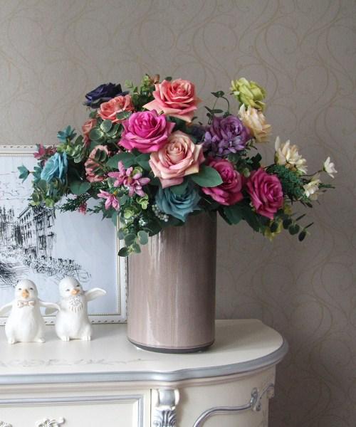 500x600 2018 1 Bunch Fashion Two Color Dream Oil Painting Rose Bouquet - Rose Bouquet Painting