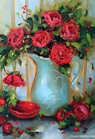 316x464 Strawberry Souffle Red Rose Bouquet And A North Texas Workshop - Rose Bouquet Painting