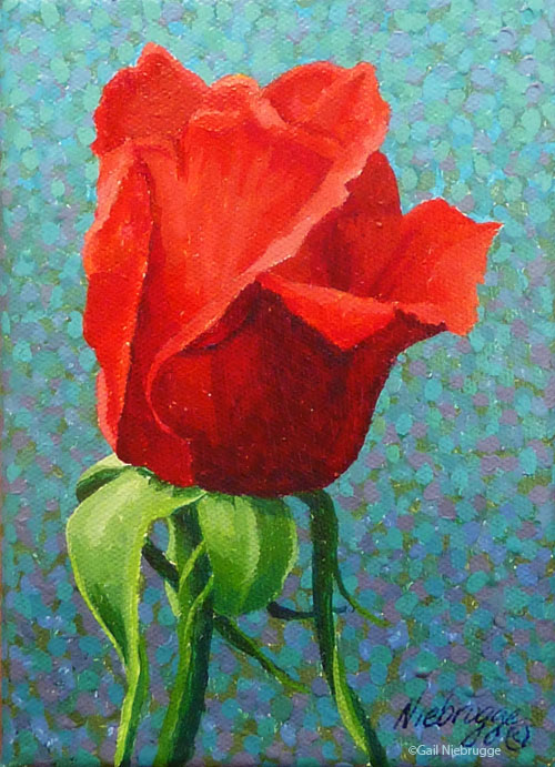 500x691 Miniature Painting Sold - Rose Bud Painting