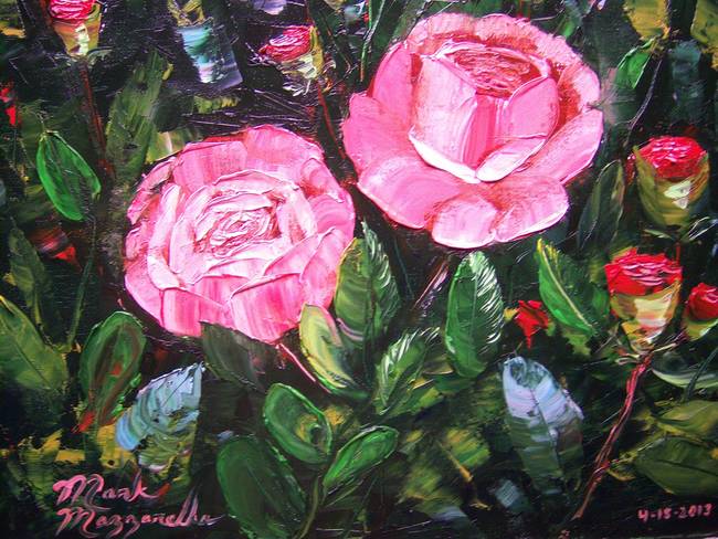 650x488 Rose Bush Painting By Mazz Original Paintings - Rose Bush Painting