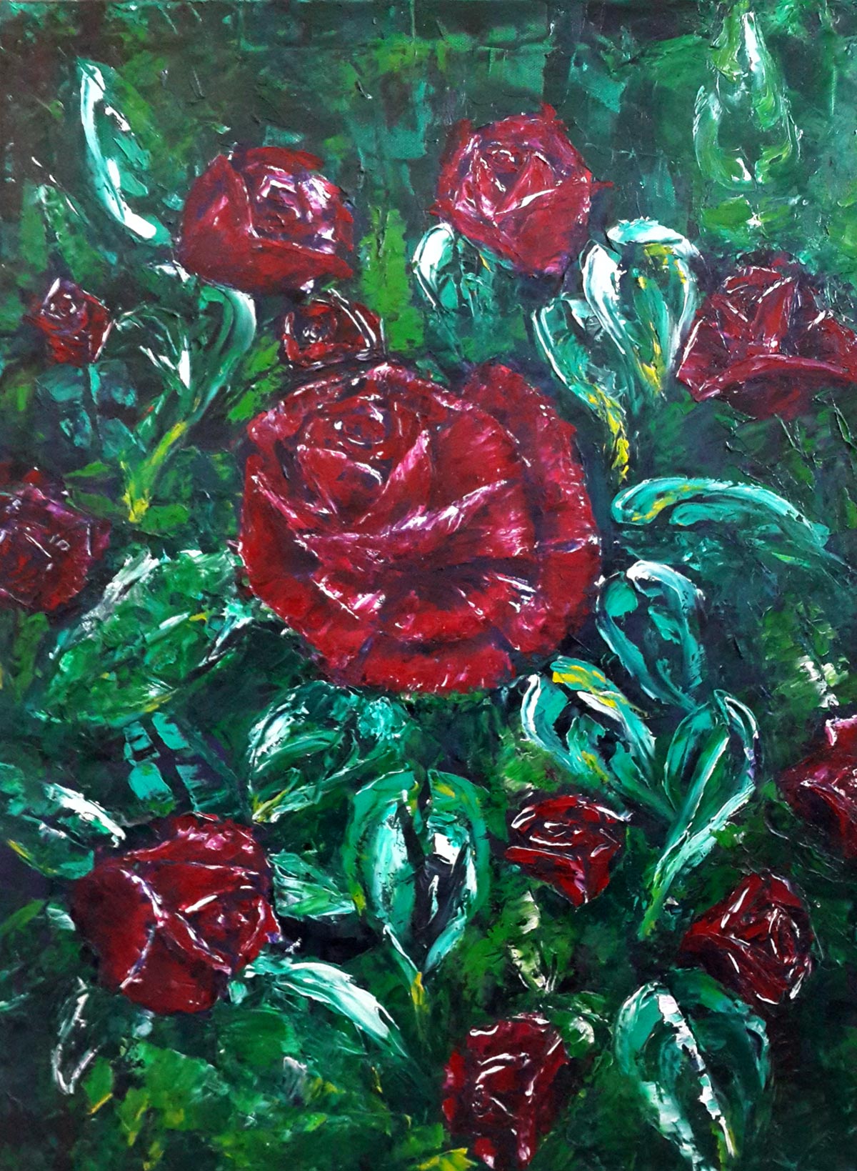 1200x1639 Roses - Rose Bush Painting