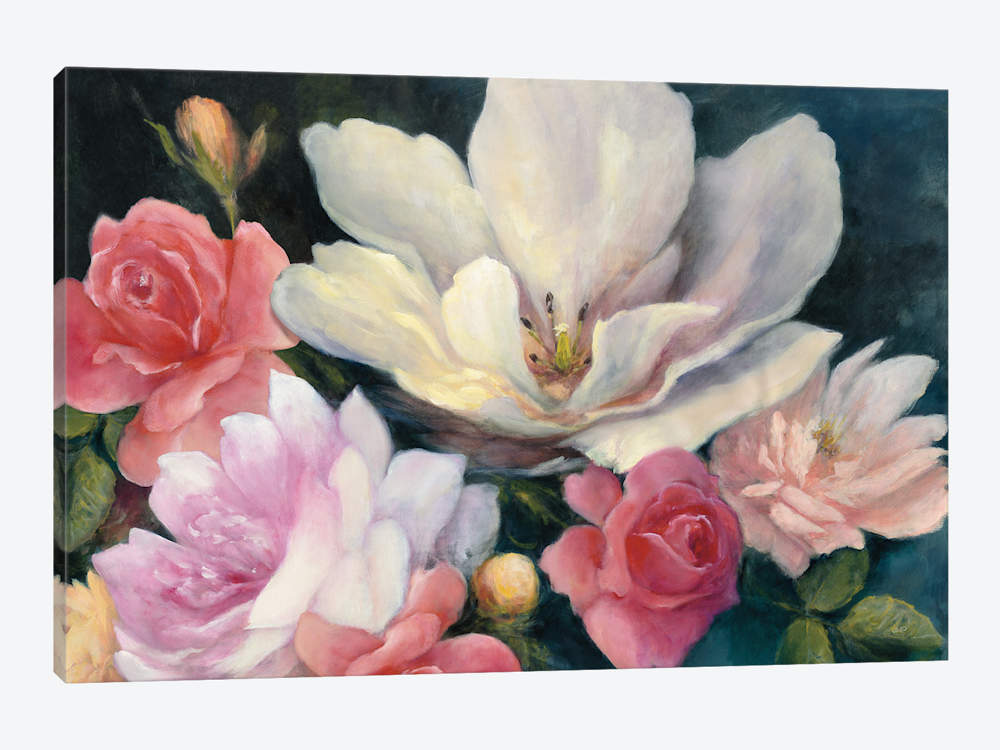 1000x750 Flemish Fantasy Rose Canvas Artwork By Julia Purinton Icanvas - Rose Canvas Painting