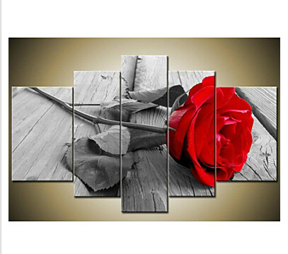 407x359 Hand Painted Modern Beautiful Wall Art Grey Red Rose Canvas Oil - Rose Canvas Painting