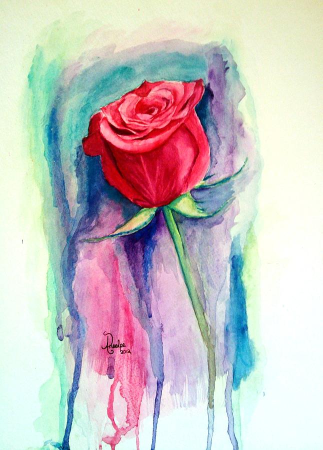 646x900 A Rose Is A Rose Painting By Andrea Realpe - Rose Canvas Painting