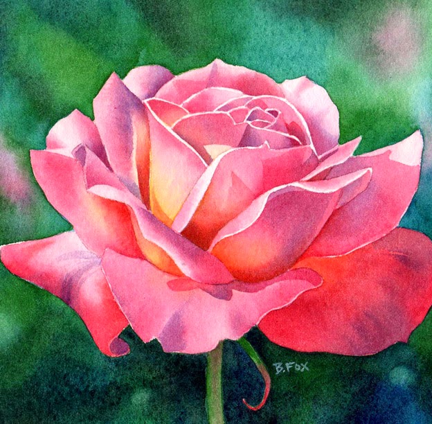 624x612 Barbara Fox - Rose Flower Painting