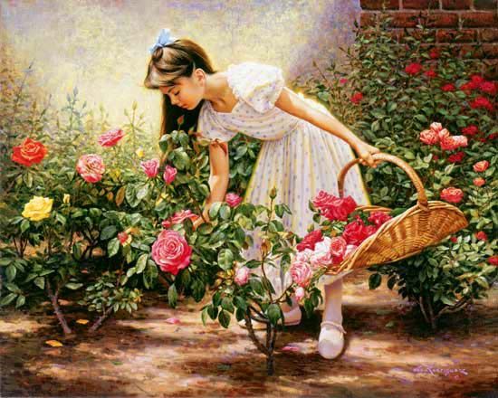 550x440 Rose Garden Painting Rose Garden Blossom Photos And Painting - Rose Garden Painting