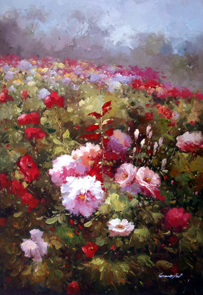 396x576 Rose Garden By Graceful - Rose Garden Painting