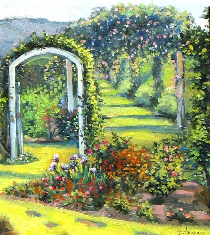 Rose Garden Painting at PaintingValley.com | Explore collection of Rose ...