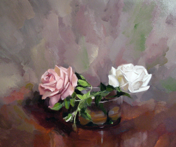 567x474 Two Roses, Oil Painting - Rose Oil Painting