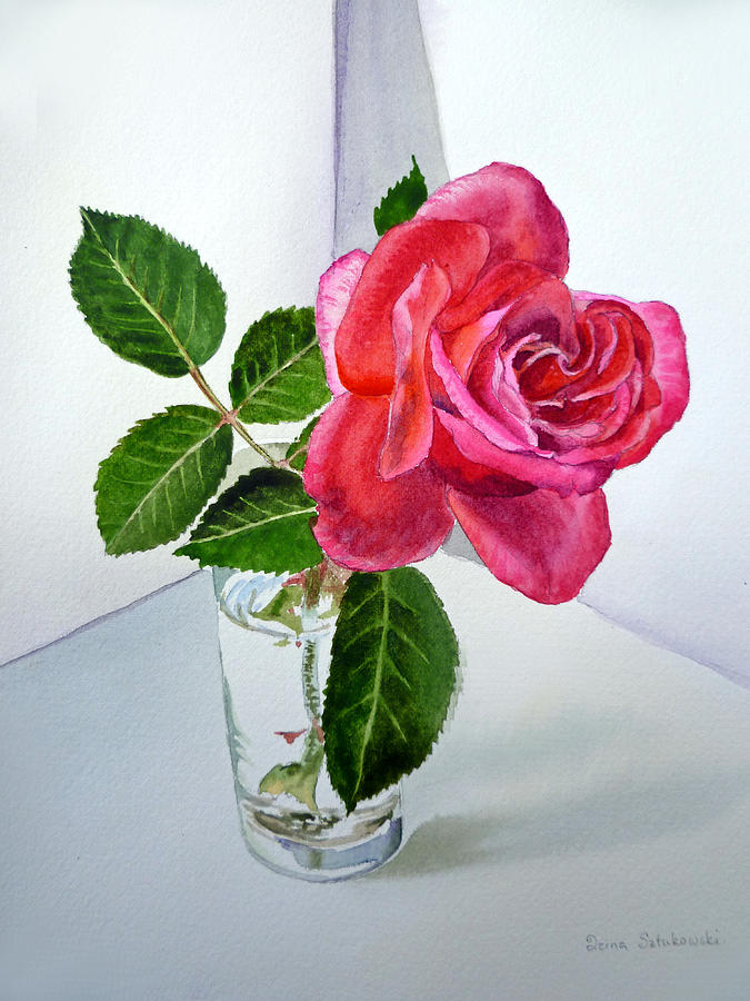 675x900 Pink Rose Painting By Irina Sztukowski - Rose Painting