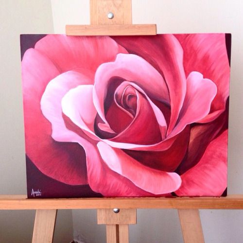 500x500 Rose Acrylic Painting - Rose Painting
